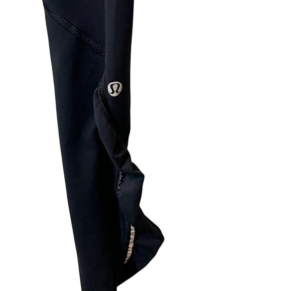 Lululemon Black Leggings With Ruffle Detail High Waist Full Length Size 4 - Picture 2 of 5